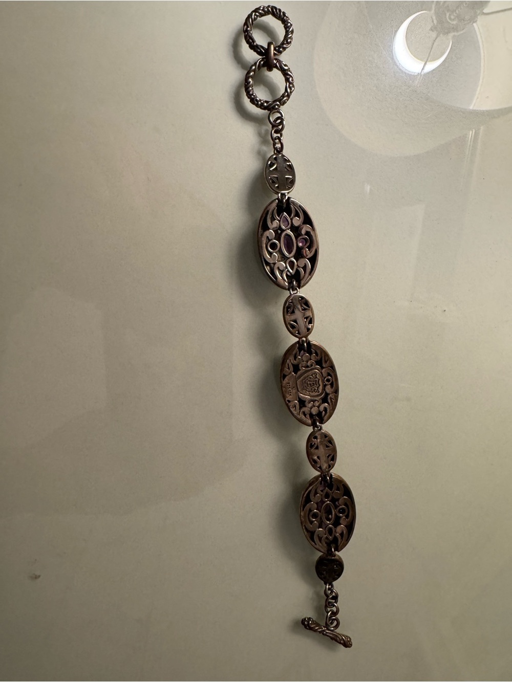 Source Unknown Purple and Silver Oval Link Bracelet - Women Jewelry - Picture 3 of 3